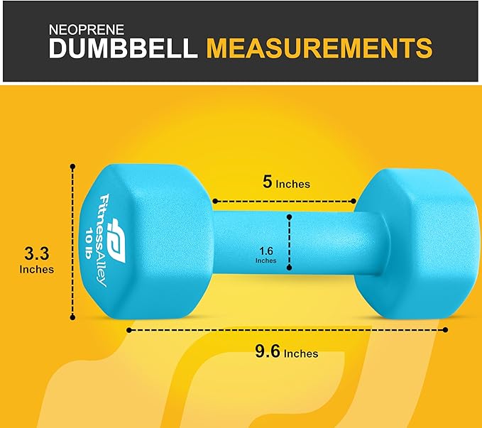 Neoprene Coated Workout Dumbbells set of 2 – Anti Roll, Non Slip with Smooth Grip Fitness & Exercise Dumbbells – Hexagon Shaped Hand Weights for Women & Men – Best Choice for Gyms & home use