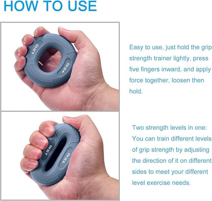 uxcell Hand Grip Strength Trainer, 3" 25-30 KG(55-66 Lbs) Silicone Rings Finger Forearms Exercise Grip Squeezer for Athletes Workout, Rock Climbing, Haze Blue