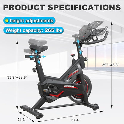 Exercise Bikes Stationary,Exercise Bike for Home Indoor Cycling Bike for Home Cardio Gym,Workout Bike with pad Mount & LCD Monitor,Silent Belt Drive