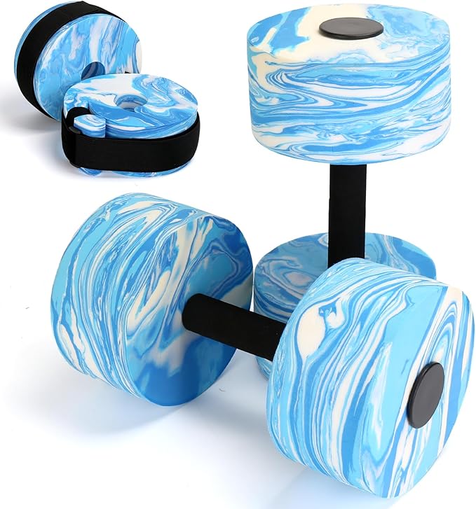 Water Aerobics Set for Aquatic Exercise, New Upgrade Aquatic Exercise Dumbbells and Foam Swim Aquatic Cuffs with Detachable Velcro, Aquatic Fitness Equipment for Water Workouts