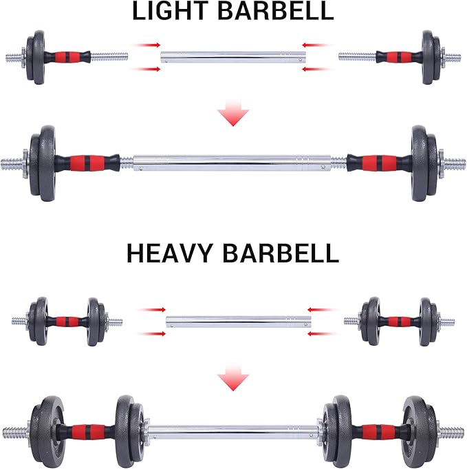 Nice C Adjustable Dumbbells, Barbell Weight Set, Dumbbell Set, Weights Adjustable 22/33/44/66/105 Lbs Home Gym 2 in 1, Anti-Slip Handle, All-Purpose, Office, Fitness