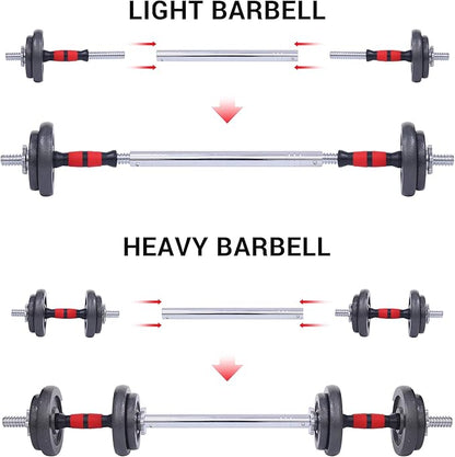 Nice C Adjustable Dumbbells, Barbell Weight Set, Dumbbell Set, Weights Adjustable 22/33/44/66/105 Lbs Home Gym 2 in 1, Anti-Slip Handle, All-Purpose, Office, Fitness