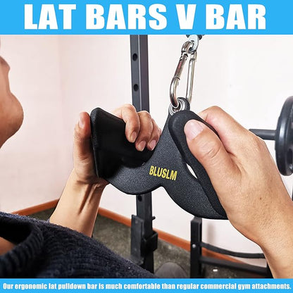 LAT Pull Down Bar for Cable Machine, LAT Pulldown Attachments T Bar V Bar Cable Attachment, Back Tricep Bar Strength Training Handle