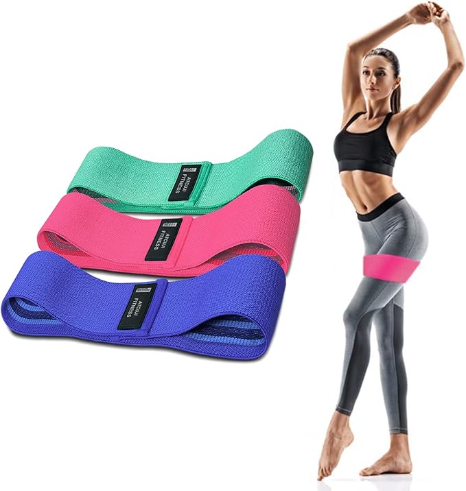 Resistance Bands Set, Exercise Bands with Non-Slip Design for Hips & Glutes, 3 Levels Workout Bands for Women and Men, Booty Bands for Home Fitness, Yoga, Pilates