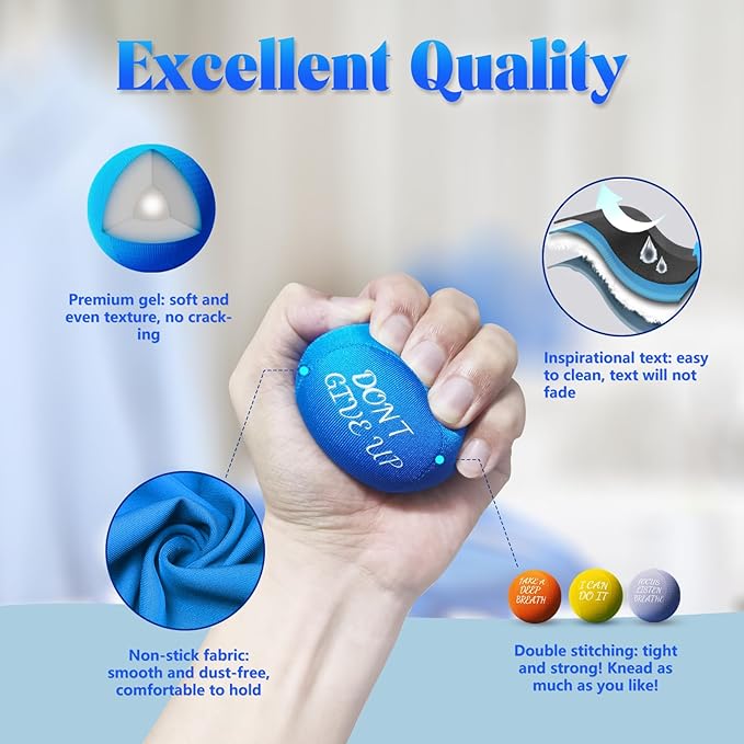 ALMAH Stress Balls for Adults 4 Density Hardness Squeeze Balls for Hand Therapy 4 Pack Stress Relief Anxiety Balls Hand Exercise Physical Therapy Stress Ball for Finger Wrist Muscles Arthritis