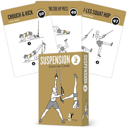 NewMe Fitness Suspension Workout Cards, Instructional Fitness Deck for Women & Men, Beginner Fitness Guide to Training Exercises at Home or Gym (Suspension, Vol 2)