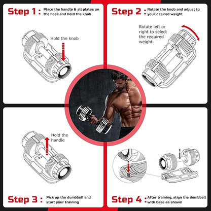 Adjustable Dumbbell, 5-25 lbs Single Dumbbell w/Anti-Slip Handle, 8 Weight 5-in-1 Dumbbell (FH10051UC)