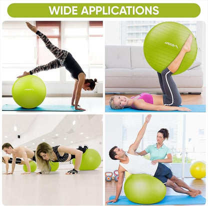 APEXUP Yoga Ball Exercise Ball, Pilates Ball, Anti Slip Stability Ball, Heavy Duty Gym Ball for Fitness, Balance, Core Workout, Physical Therapy