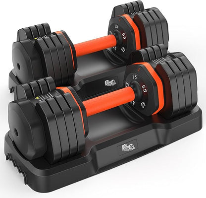 25LB 55LB Adjustable Dumbbells Set 5LB to 25LB Dumbbells Pair,15LB to 55LB Adjustable 2, Home 50lbs/110lbs, Anti-Slip