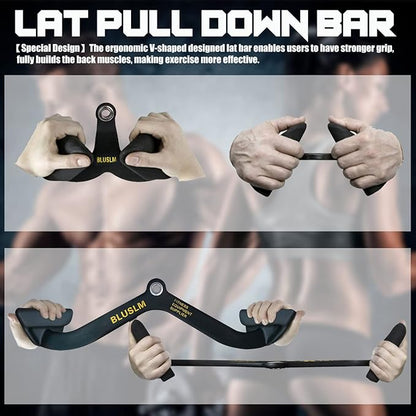 LAT Pull Down Bar for Cable Machine, LAT Pulldown Attachments T Bar V Bar Cable Attachment, Back Tricep Bar Strength Training Handle