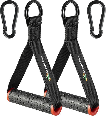 Cable Handles Gym Equipment - Extremely Comfortable Rubber Cable Machine Handle Attachments for Gym - Ultra Heavy Duty Exercise Resistance Band Handles Grip with Double D Rings