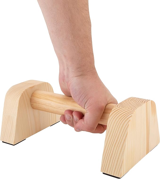 Wooden Push Up Bar Stand - Pushup Parallettes Floor Handles Perfect Bars for Calisthenics & Handstand