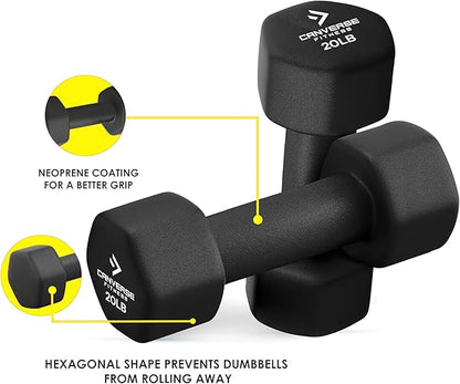 Neoprene Coated Dumbbell Sets of 2, Hand weight Dumbbells Anti-roll, Anti-Slip, Hexagon Shape for Strength Training Exercises Dumbbell Pairs for Men and Women, Ideal for Home Gym