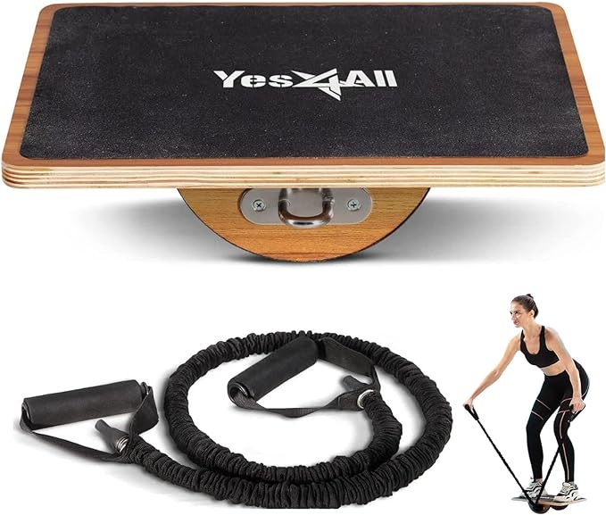 Yes4All Professional Rocker Balance Board for Physical Therapy | 17.5” Wooden Rocker Board for Balance & Rehabilitation Exercises