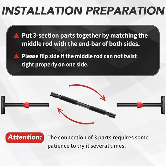 Pull Up Bar for Doorway -Pull Up Bar for Strength Training Chin up Bar without Screws - Pull-Up Bar for Upper Body Workout - Portable Pullup Bars with All Accessories