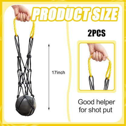 Riakrum 2 Pieces Shot Put Carrier Track and Field Equipment Net Shotput Bags for 8 lb Shot Put Ball Training Carry (Yellow and Black)