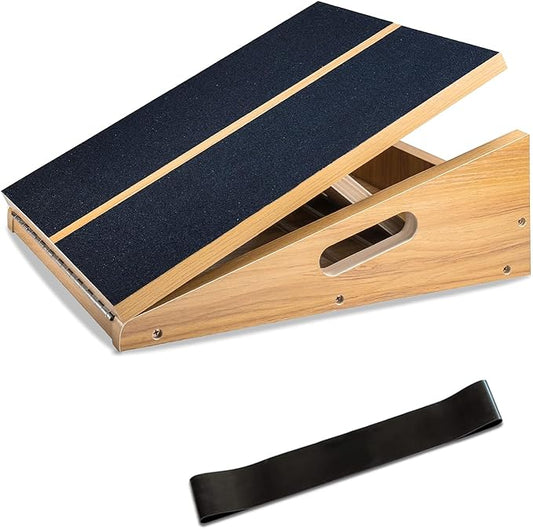 Wooden Adjustable Slant Board for Calf Stretching - Professional Non Slip Calf Stretcher Slant Board with 5 Positions - Slant Board for Squats Knees Over Toes & Home Fitness - Incline Board