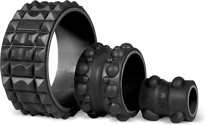 Chirp Wheel XR 3P Foam Roller Set - 10” Acupressure, 6” Knot-Kneading Thumb, and 4” Neck & Headache Tension Relief | Foam Roller for Back and Neck Pain and for Physical Therapy and Exercise | Black