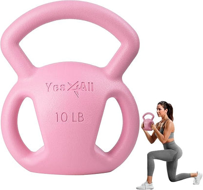 Yes4All Kettlebell 10&15lb Weight with Wide Multigrip Handle for Dumbbell Weights Exercises, Full Body Workout Equipment