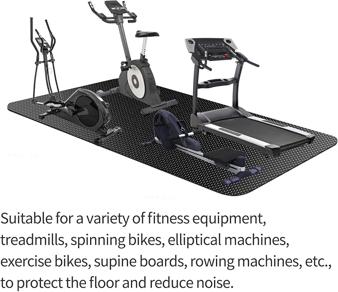 Exercise Equipment Mat,Treadmill Mat,Bike Mat Compatible with Peloton Bike Elliptical Treadmill Mat,Under Exercise Bike Trainer Mat Pad for Stationary Indoor Spin Bike,Hardwood Floor Carpet Black Gym