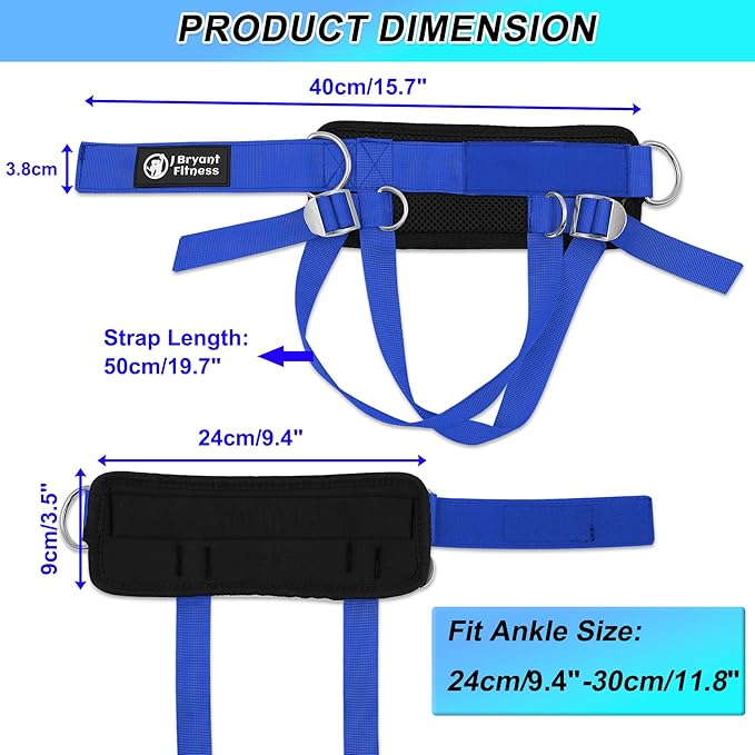 J Bryant Dumbbell Ankle Straps, for Cable Machines, Foot Attachment for Weight-Lifting Curl Leg Workout Equipment