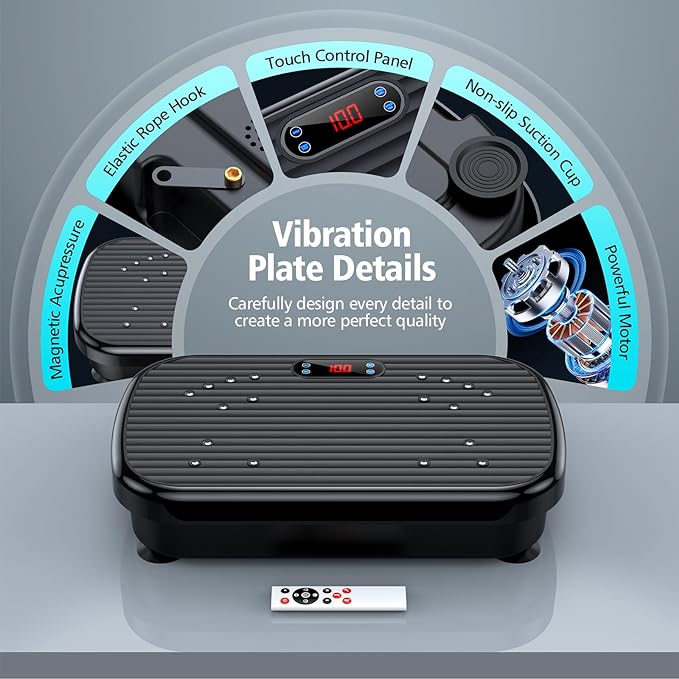 Vibration Plate Exercise Machine, Power Waver Vibration Plate Platform for Lymphatic Drainage Whole Body Vibration Plate Machine Helps Weight Loss Shaping Toning Wellness Home Gyms Workout