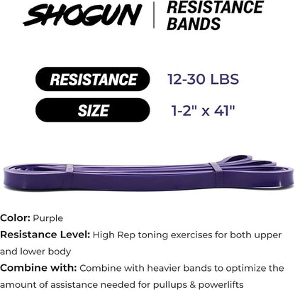 Resistance Bands - Heavy Duty Resistance & Stretch Bands for Exercise. Ideal for Pull-up Assistance, Body Stretching, Power-Lifting, Resistance Training. Shogun Sports Resistance Bands for Working Out