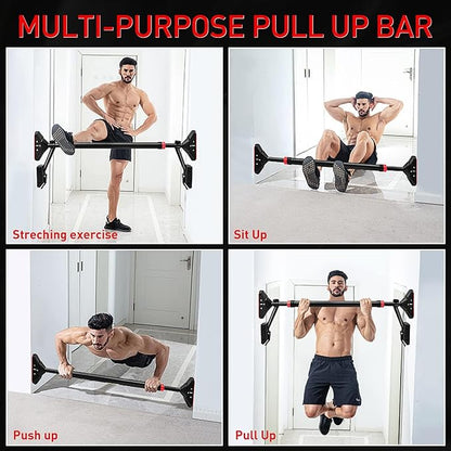 LADER Pull Up Bar for Doorway, Strength Training Pull-Up Bars with No Screw, Chin Up Bar with Suppprt Frame,Level Mete, Max Load Bearing 1100LBS