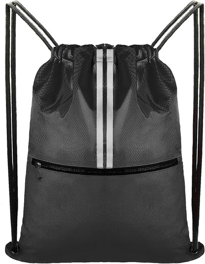 Drawstring Backpack Bag Gym Cinch Draw String Back Bag for Men Women Shopping Sports (Gray)