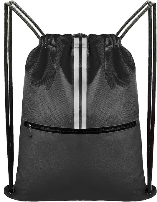 Drawstring Backpack Bag Gym Cinch Draw String Back Bag for Men Women Shopping Sports (Gray)