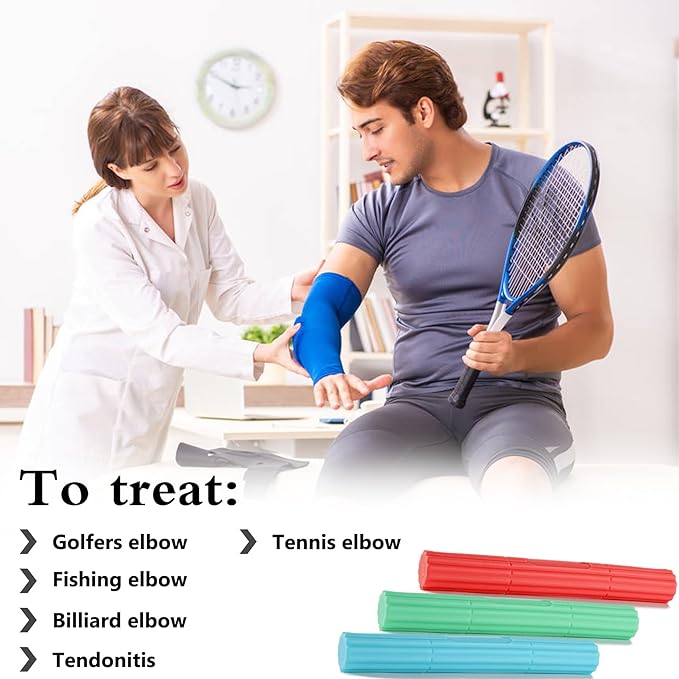 Flex Therapy Bar Strengthener, Tennis Elbow Physical Therapy Bar, Resistance Bar for Golfers Elbow, Tendonitis, Wrist, Forearms Pain Relief