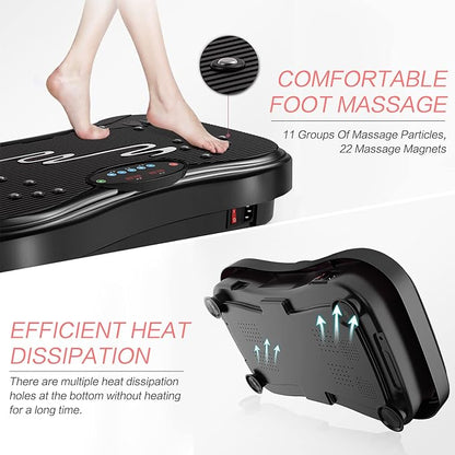 Vibration Plate Exercise Machine Whole Body Workout Vibration Fitness Platform for Home Fitness & Weight Loss + Remote + Loop Resistance Bands, 999 Levels