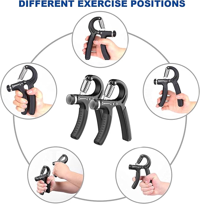 Grip Strength Trainer 2 Pack, Hand Grip Exerciser Strengthener Adjustable Resistance 11-132Lbs Non-Slip Forearm Workout Equipment, Hand Exerciser for Muscle Building and Injury Recovery for