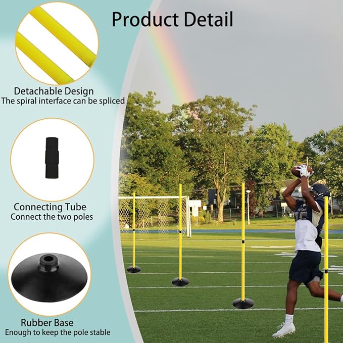 TNZMART 4.9FT Training Agility Poles Detachable Soccer Training