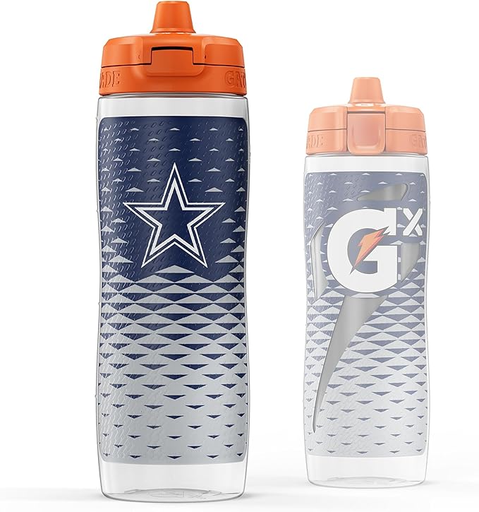 Gatorade Gx NFL Non-Slip Squeeze Bottles, 30 fl oz, Gx Hydration System