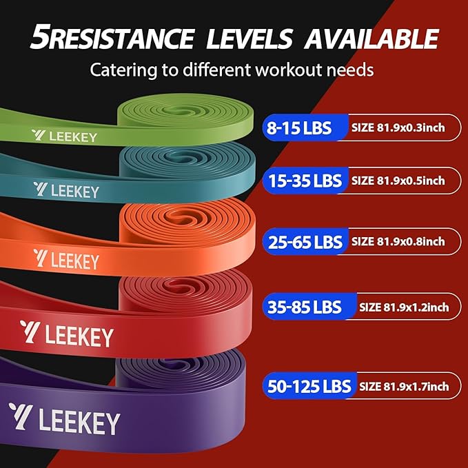 LEEKEY Resistance Bands, Exercise Bands Pull Up Assist Bands - Workout Bands Set - Mobility Band Powerlifting Bands for Men and Women Fitness Training, Physical Therapy,Home Workouts