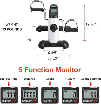 Under Desk Bike Pedal Exerciser Portable Home Exercise Bike Pedal Exerciser Foot Peddler Portable Therapy Bicycle Leg Peddler Portable Mini Cycle Bike for Hands Arm Trainer