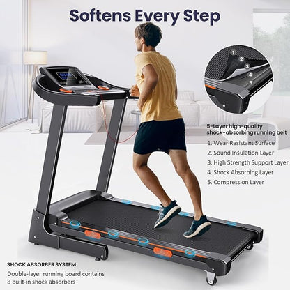 Treadmill for Home, 15% Auto Incline Treadmill, 3.5 HP Folding Treadmill with Wide Belt for Walking and Running, 320 lb Capacity