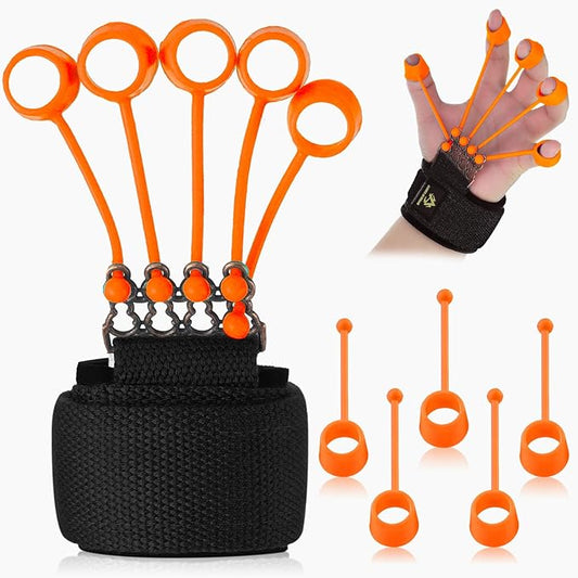 Finger Exerciser Finger Stretcher Finger Resistance Band Guitar Strength Trainer Reverse Grip Strengthener Climbing Exercise Equipment Finger Extensor Strengthener for Wrist Hand (Black,75 LB)