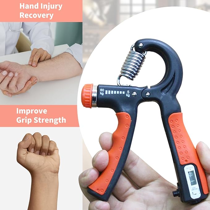 Grip Strength Trainer Adjustable Resistance 22-132 Lbs Hand Grip Strengthener Forearm Exerciser with Counter