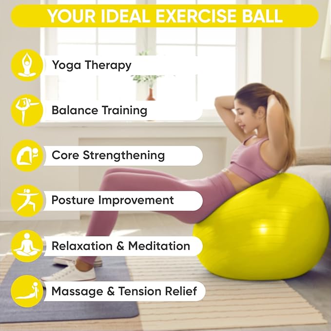 APEXUP Yoga Ball Exercise Ball, Pilates Ball, Anti Slip Stability Ball, Heavy Duty Gym Ball for Fitness, Balance, Core Workout, Physical Therapy