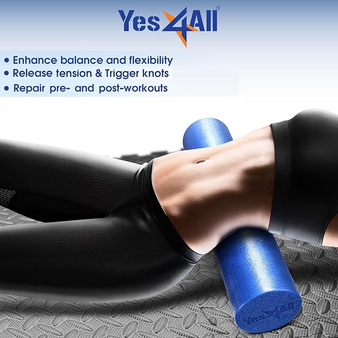 Yes4All Soft-Density Round PE 12/18/ 24/36 inch Foam Rollers for Muscle Massage, Yoga Core Exercise & Physical Therapy