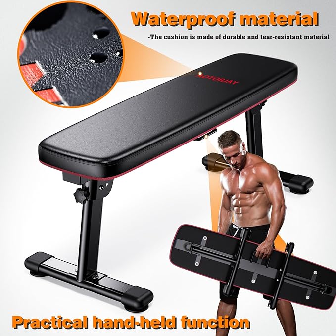 Weight Bench Folding Workout Bench with Carrying Handle Flat Home Training Multiuse Fitness Bench