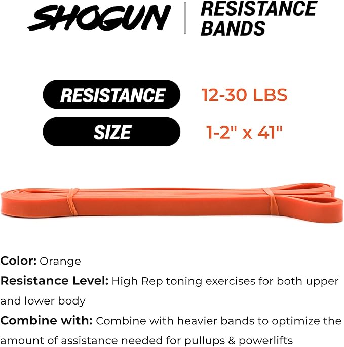 Resistance Bands - Heavy Duty Resistance & Stretch Bands for Exercise. Ideal for Pull-up Assistance, Body Stretching, Power-Lifting, Resistance Training. Shogun Sports Resistance Bands for Working Out