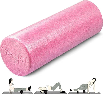 Yes4All High Density Foam Roller for Back, Variety of Sizes & Colors for Yoga, Pilates - Fuschia Rose - 18 Inches