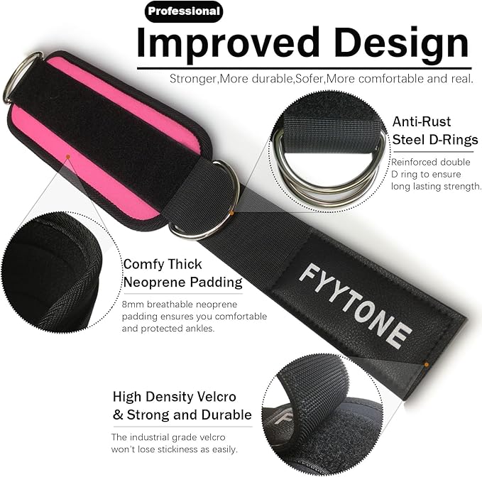 Ankle Resistance Bands with Cuffs, Women Workout for Home Gym, Glutes Exercise at Home, Ankle Strap for Cable Machines Women, Shaping The Perfect Butt.