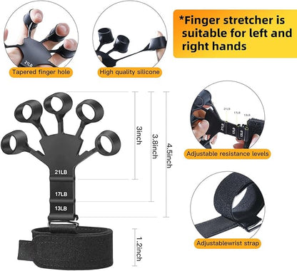 Grip Strength Trainer Kit with Finger Exerciser,Hand Grip Strengthener,Hand Extension Exerciser, Stress Relief Squeezer Ball,Forearm Workout Ring for Muscle Building & Injury Recover (5 Pack)