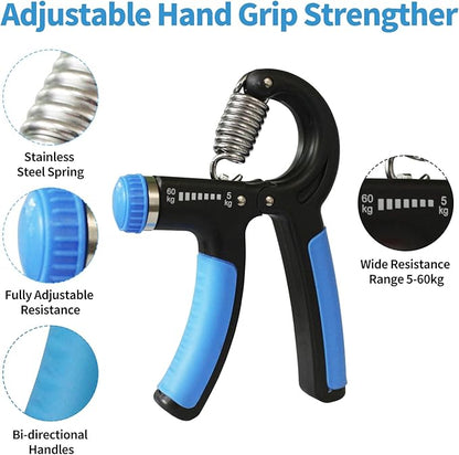 Grip Strength Trainer, Hand Gripper Strengthener with Adjustable Resistance 11-132 Lbs (5-60kg), Forearm Strengthener with Non-Slip Gripper for Muscle Building and Injury Recover Gym/Home