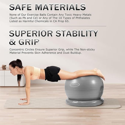 Anti-Burst and Slip Resistant Exercise Ball Yoga Ball Fitness Ball Birthing Ball with Quick Pump, 2,000-Pound Capacity, Multiple Colors and Sizes