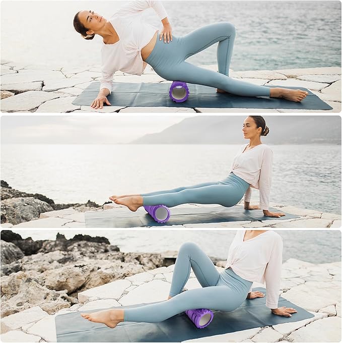 Foam Roller for Deep Tissue Massager, Patented 13" High Density Exercise Roller for Muscle and Myofascial Trigger Point Release, Yoga, Back Roller for Fitness, Yoga (Purple)